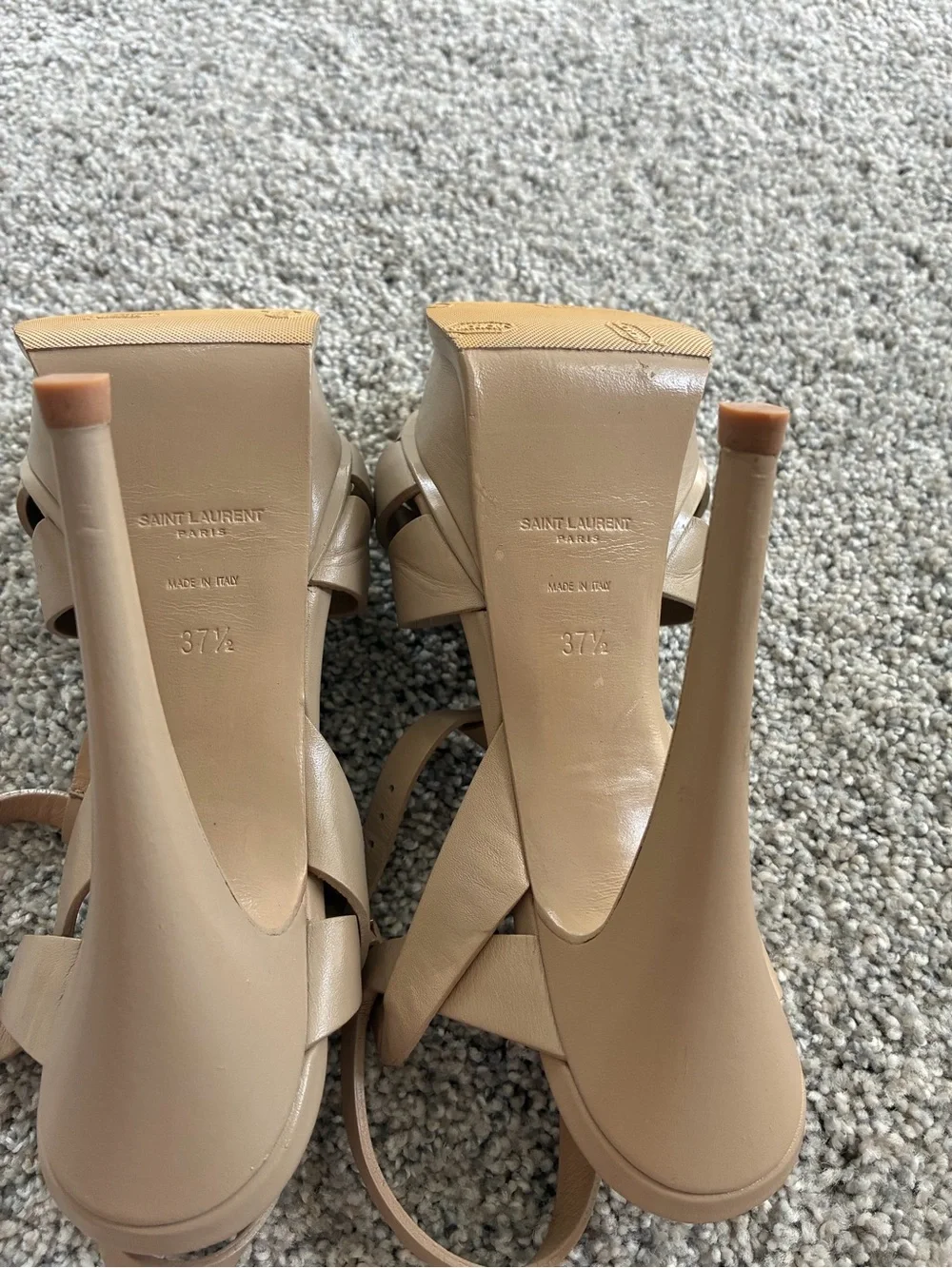 TRIBUTE PLATFORM SANDALS IN SMOOTH LEATHER DARK BEIGE Almost new condition